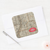 Batavia Illinois Plat Map 1870 Fox River Valley Vierkante Sticker (Envelop)