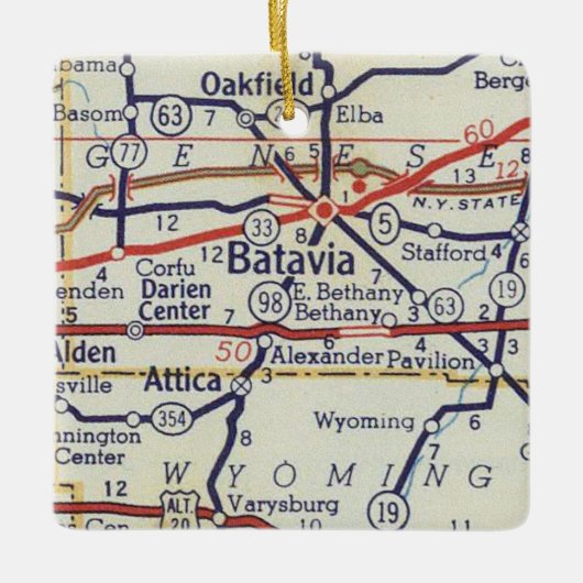 Batavia NY  Map Keramisch Ornament (Voorkant)