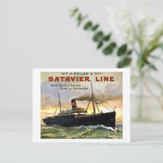 Batavier Line - Vintage Travel Briefkaart (Staand voorkant)