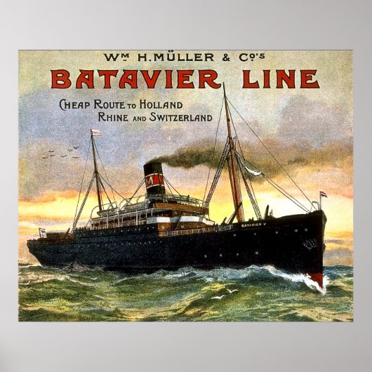 Batavier Line - Vintage Travel Poster (Voorkant)