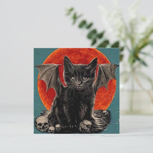  Batcat Spooky Happy Halloween Feestdagenkaart (Staand voorkant)