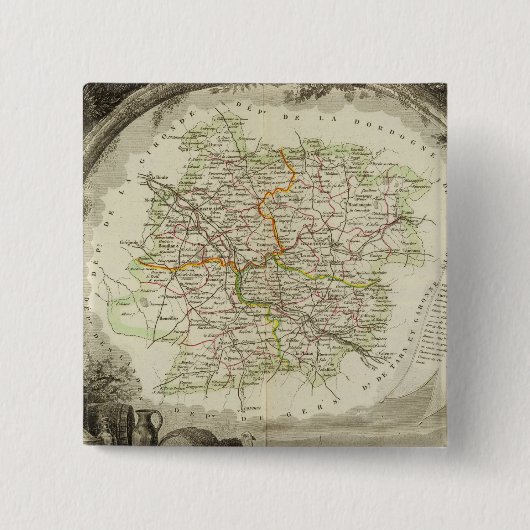 Batch en Garonne Vierkante Button 5,1 Cm (Voorkant)