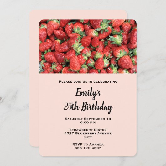 Batch van Aardbeien van de Rode Juicy Birthday Kaart (Voorkant / Achterkant)