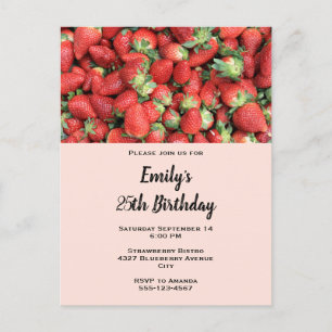 Batch van Aardbeien van de Rode Juicy Birthday Uitnodiging Briefkaart