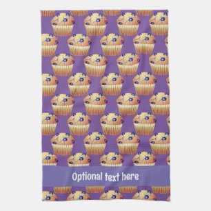 Batch van Blueberry Flavor Muffins met eigen tekst Theedoek