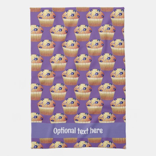 Batch van Blueberry Flavor Muffins met eigen tekst Theedoek (Verticaal)