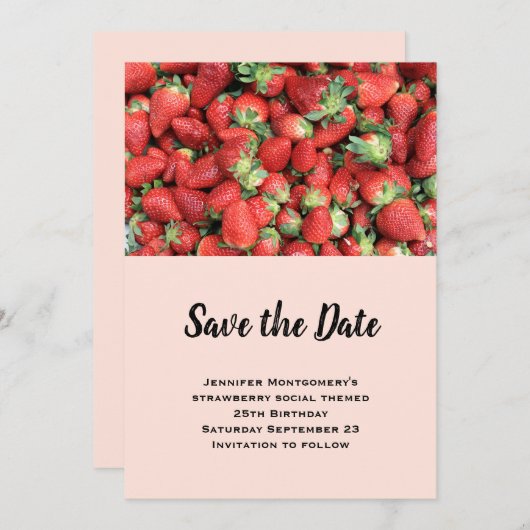 Batch van de aardbeien van de Rode Juicy Save The Date (Voorkant / Achterkant)