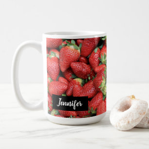 Batch van rode Juicy aardbeien Fotografie Koffiemok