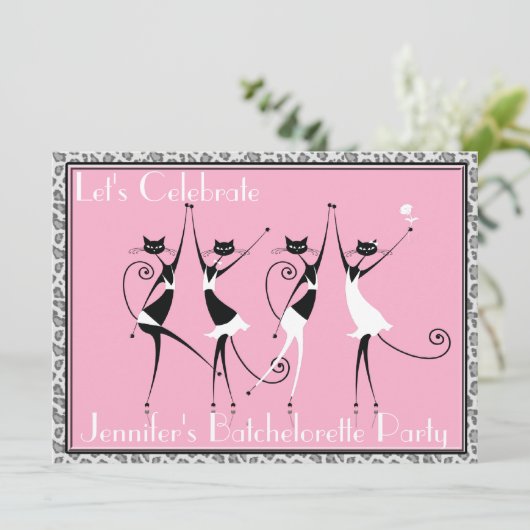 batchelorette cat kitten - uitnodigingen (Staand voorkant)