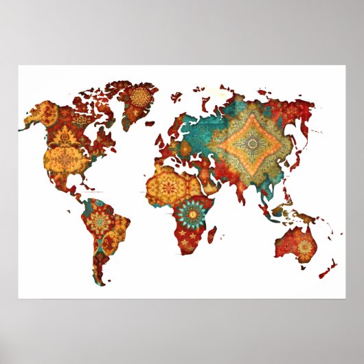 Bateek Wall Art Wereldkaart Poster (Voorkant)