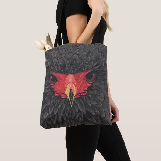 Bateleur Eagle African Bird Portrait Paper Collage Tote Bag (Dichtbij)