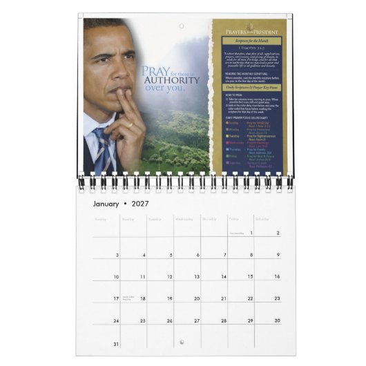 Baten voor de kalender van het President (Jan 2027)