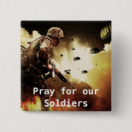 Baten voor onze soldaten vierkante button 5,1 cm