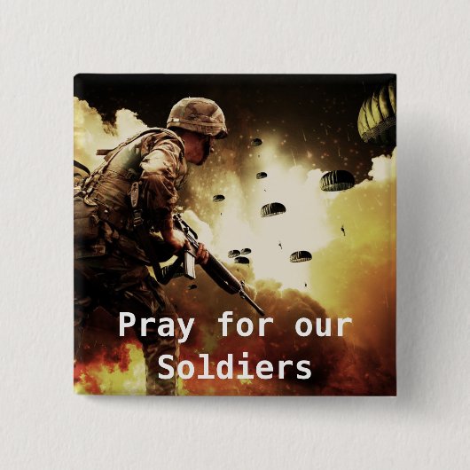 Baten voor onze soldaten vierkante button 5,1 cm (Voorkant)