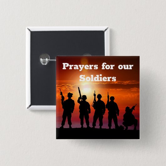 Baten voor onze soldaten vierkante button 5,1 cm (Voorkant /achterkant)