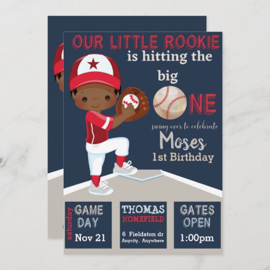 Bater Up Birthday Invitation Kaart (Voorkant / Achterkant)