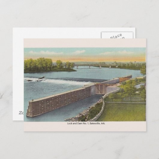  Batesville Arkansas Lock en Dam Briefkaart (Voorkant / Achterkant)