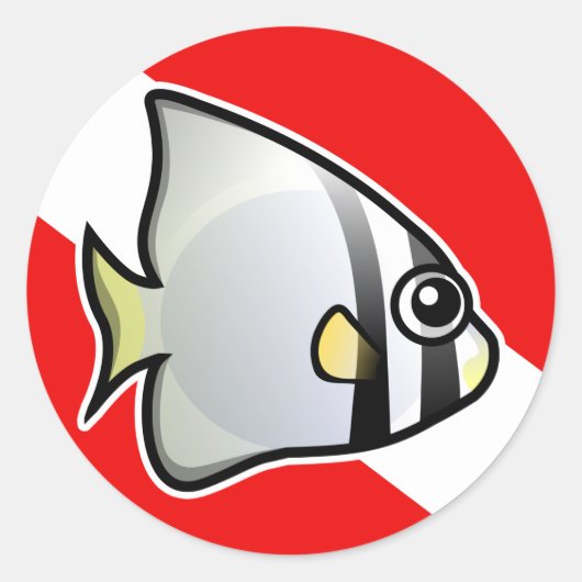 Batfish Dive Vlag Ronde Sticker (Voorkant)