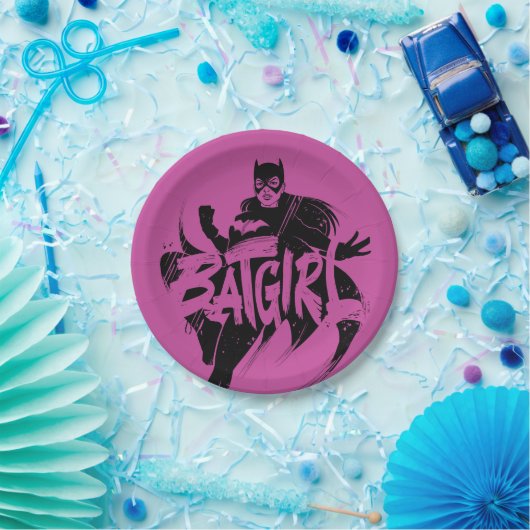 Batgirl Ink Brush Naam Papieren Bordje (Feest)