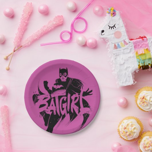 Batgirl Ink Brush Naam Papieren Bordje (Feest)
