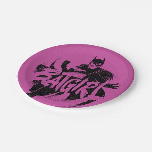 Batgirl Ink Brush Naam Papieren Bordje (Gekanteld)