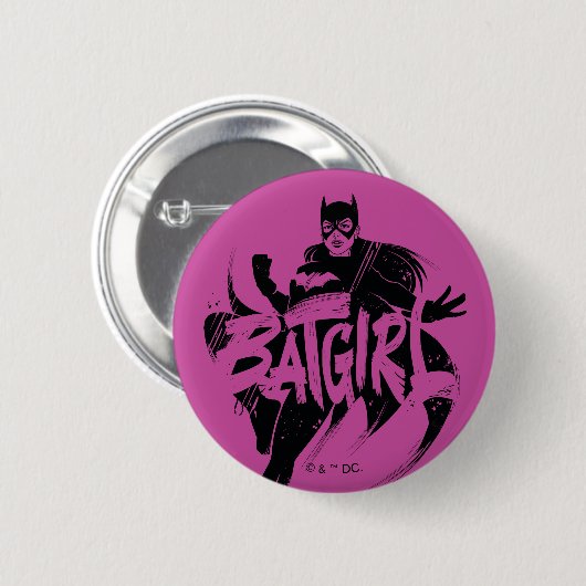 Batgirl Ink Brush Naam Ronde Button 5,7 Cm (Voorkant /achterkant)