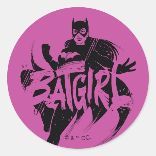 Batgirl Ink Brush Naam Ronde Sticker (Voorkant)