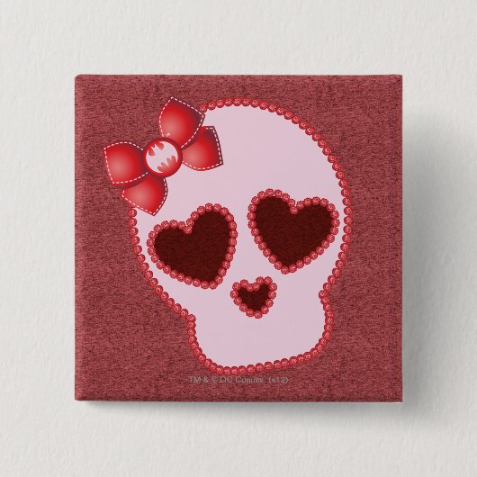 Batgirl schedel met hoed vierkante button 5,1 cm (Voorkant)