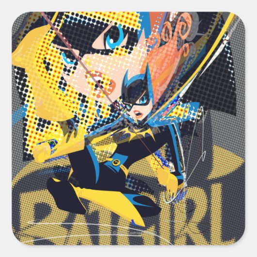 Batgirl Swinging Kick Vierkante Sticker (Voorkant)