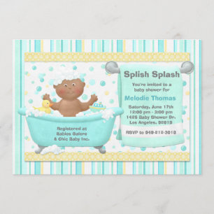 Bath Baby shower Invitation African American Kaart