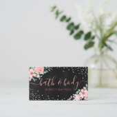 Bath & Body Spa Skincare Black Floral Visitekaartje (Staand voorkant)