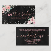 Bath & Body Spa Skincare Black Floral Visitekaartje (Voorkant / Achterkant)