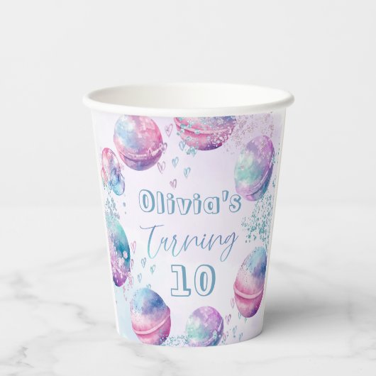 Bath bom geslacht neutrale verjaardagsfeestje papieren bekers (Achterkant)