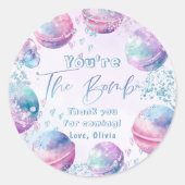 Bath bom maken verjaardagsfeestje dank u ronde sticker (Voorkant)