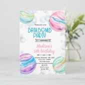 Bath bomb birthday party invitation kaart (Staand voorkant)
