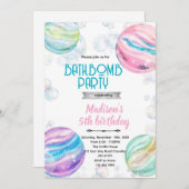 Bath bomb birthday party invitation kaart (Voorkant / Achterkant)
