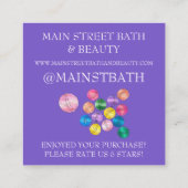 Bath Bomb Business Hartelijk dank voor uw aankoop Vierkante Visitekaartje (Achterkant)