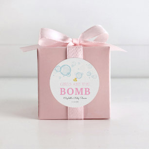 Bath Bomb Girl Baby shower Rubber Duck Ronde Sticker