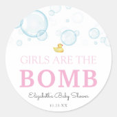 Bath Bomb Meisje Baby shower Rubber Duck Ronde Sticker (Voorkant)