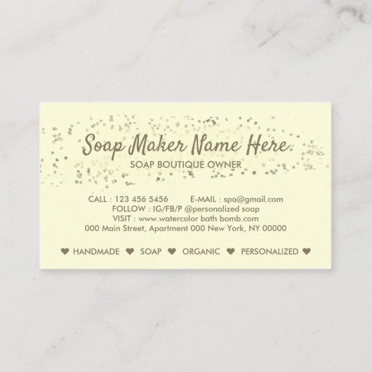 Bath Bomb Natural Soap Spa Gold Visitekaartje (Achterkant)