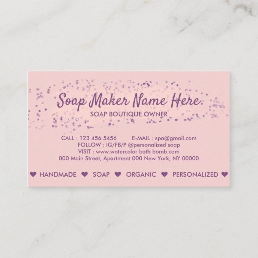 Bath Bomb Natural Soap Spa Sauna Visitekaartje (Achterkant)