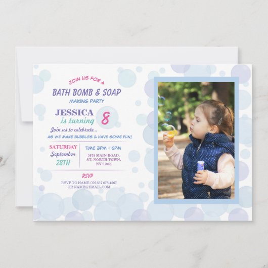 Bath Bomb Soap Making Bubble Birthday Party Foto Kaart (Voorkant)