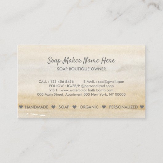 Bath Bomb Spa Natural Soap Gold Spa Visitekaartje (Achterkant)