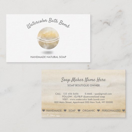 Bath Bomb Spa Natural Soap Gold Spa Visitekaartje (Voorkant / Achterkant)