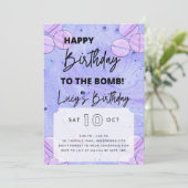 Bath Bomb verjaardagsuitnodiging Kaart (Staand voorkant)