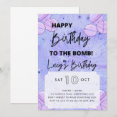 Bath Bomb verjaardagsuitnodiging Kaart (Voorkant / Achterkant)