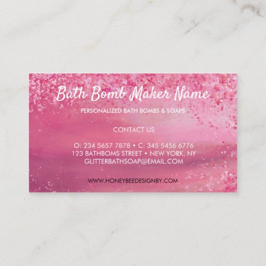 Bath bomroze vonk visitekaartje (Achterkant)