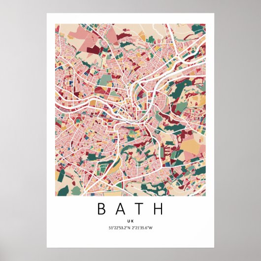 Bath Engeland Poster | Moderne Stad Muurkunst (Voorkant)