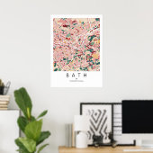 Bath Engeland Poster | Moderne Stad Muurkunst (Thuiskantoor)