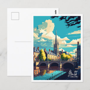 Bath Engeland Vintage Beroemde Reisplaats Briefkaart